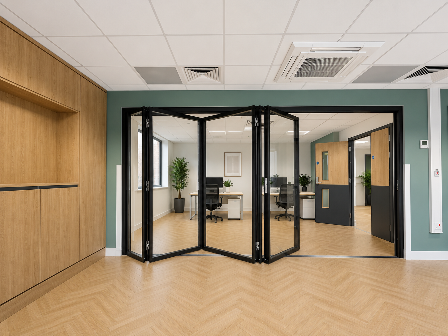 MG500 Flush Glazed Folding Partitions