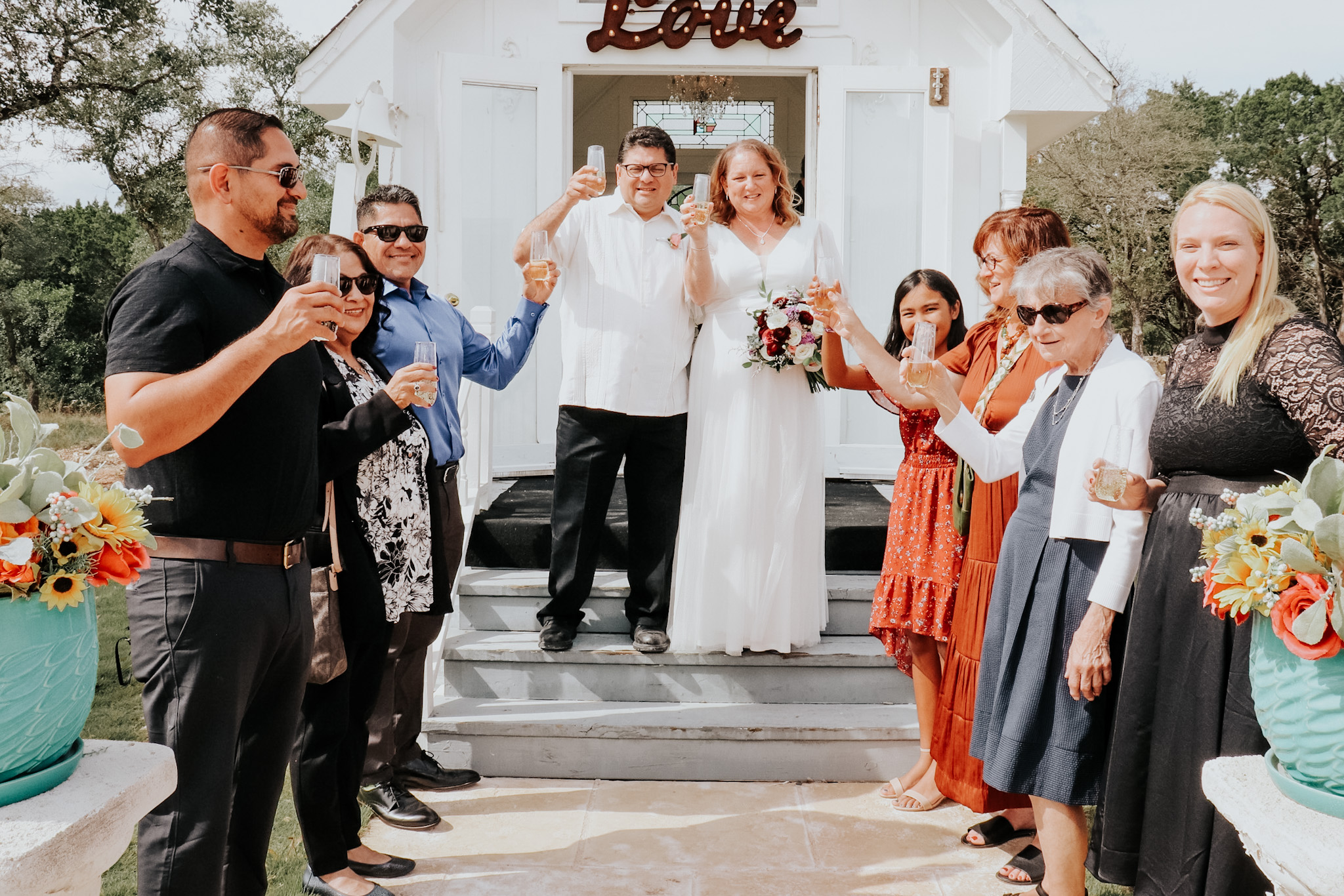 Intimate wedding ceremony with guests at Chapel of Love ATX