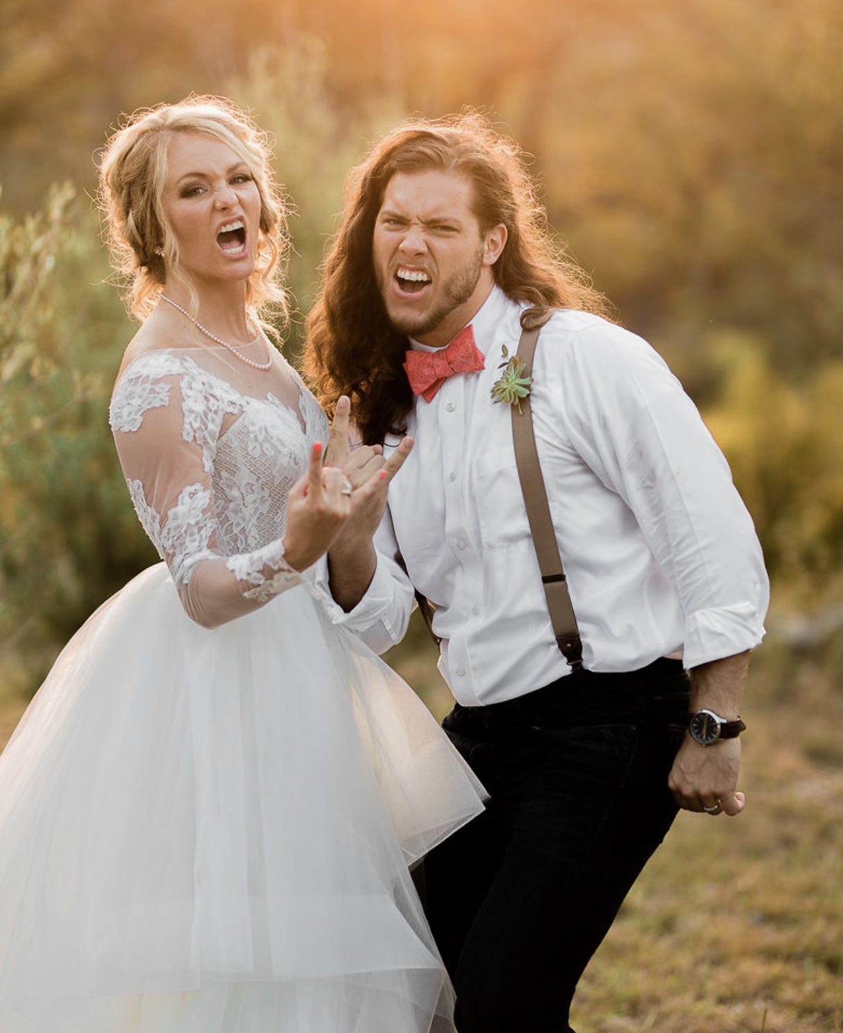 Beautiful elopement portrait — couple in soft light