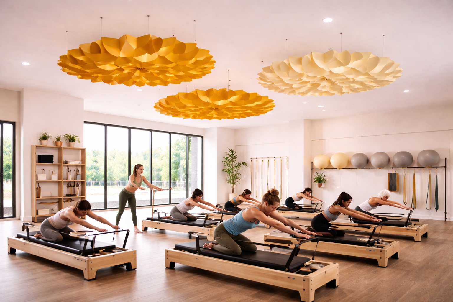 PanelHush PET Ceiling Grids – Pilates Studio