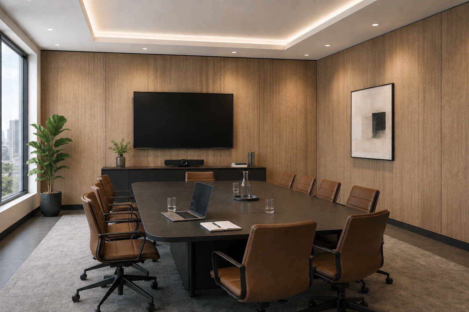 PanelHush PET Wood Effect Printed Solid Wall Panels installed in commercial interior