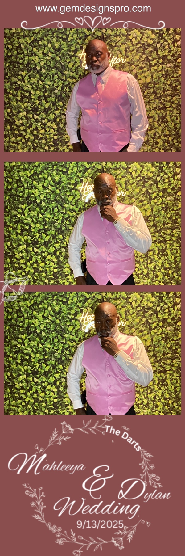 Guests laughing and posing with fun photo booth props at a September evening event