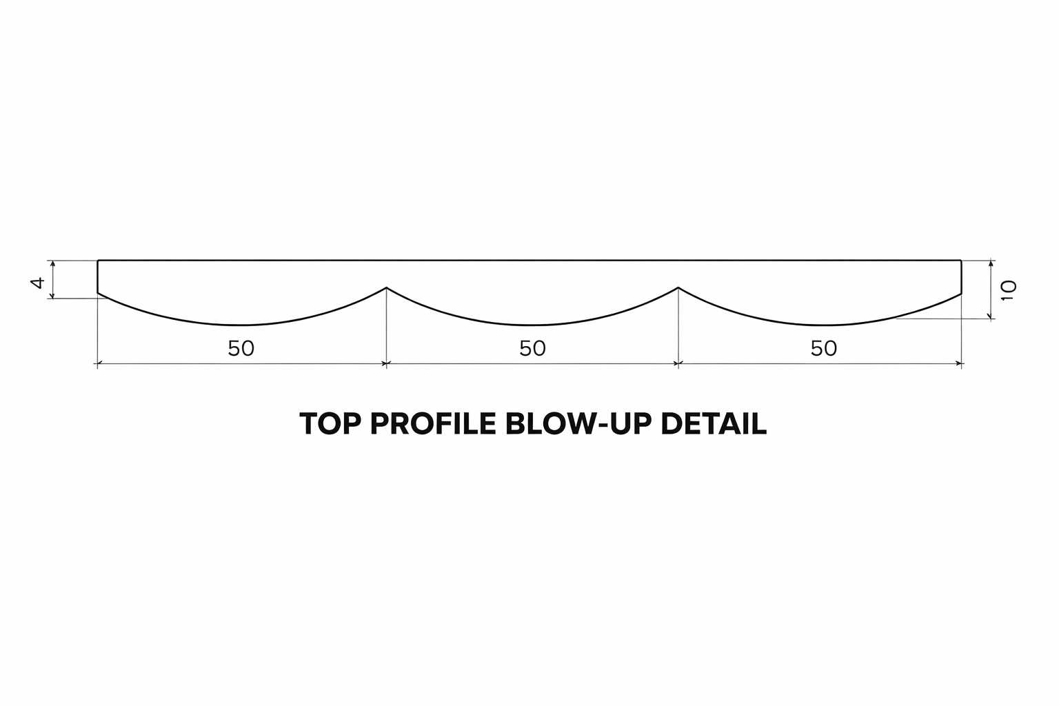 PanelHush PET Ribbed Wall Panel - top profile view drawing