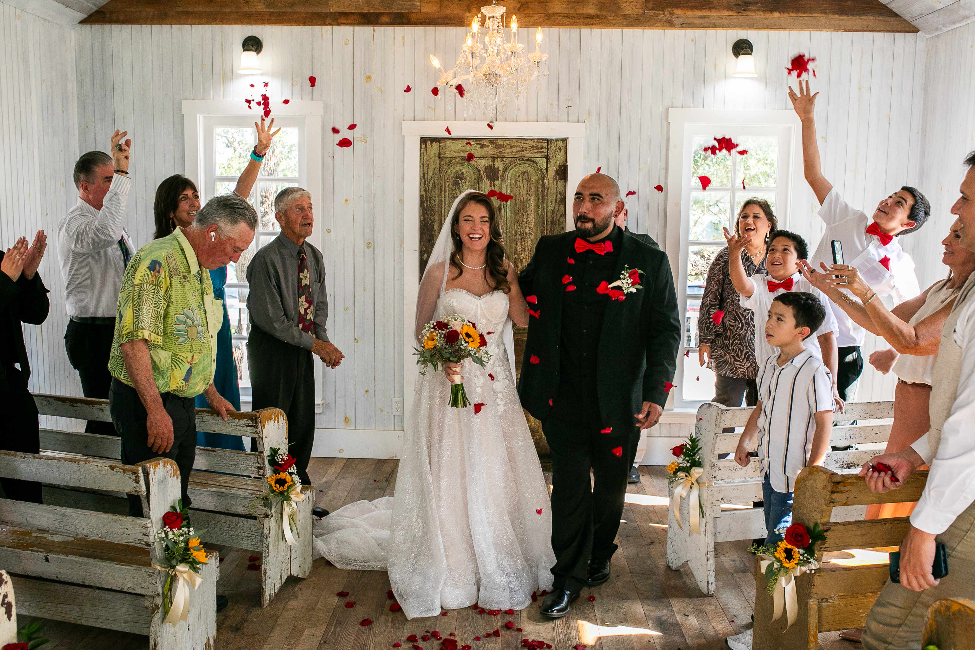 Joyful newlyweds at their intimate Austin ceremony