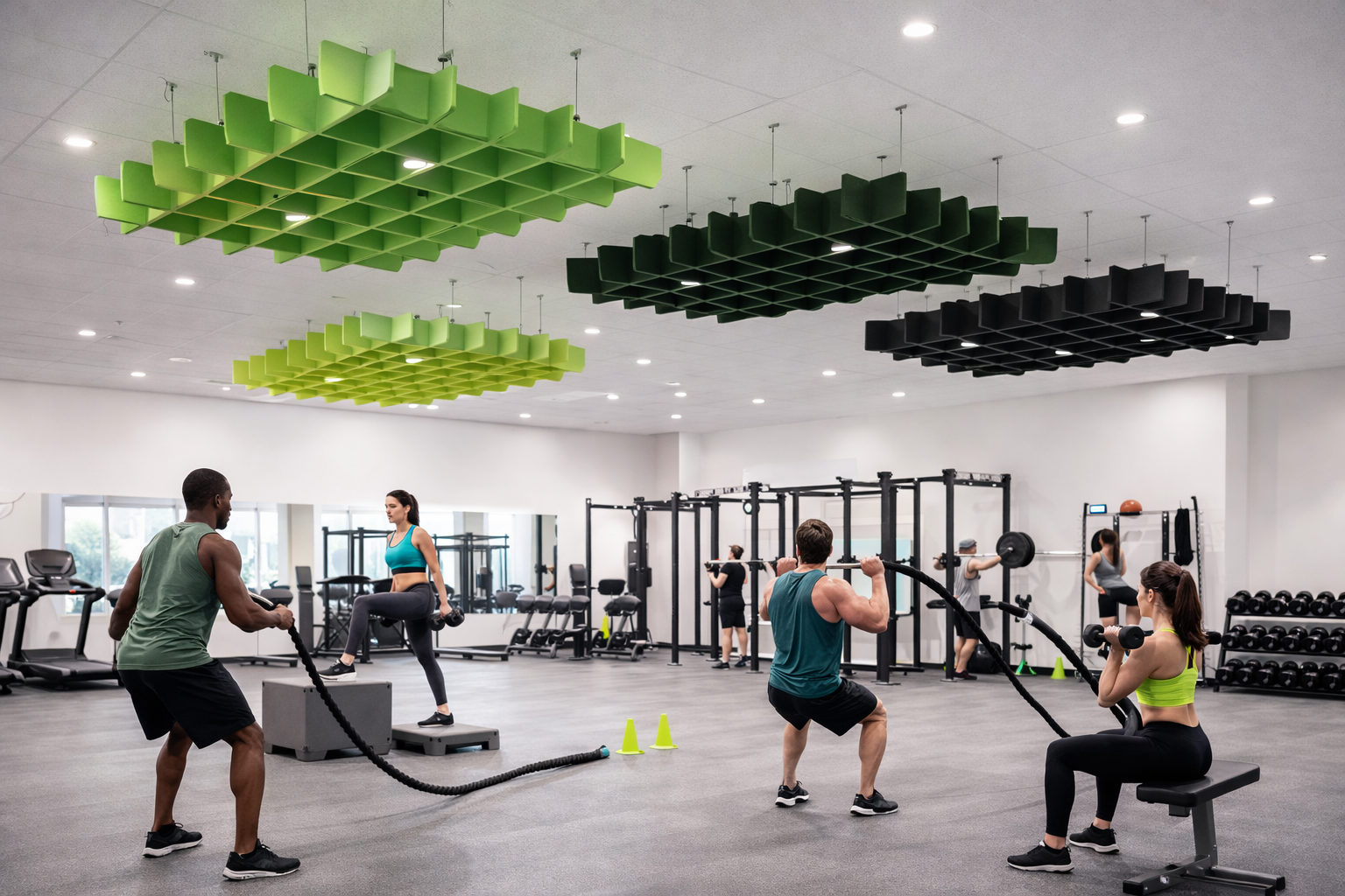 PanelHush PET Ceiling Grids – Gym