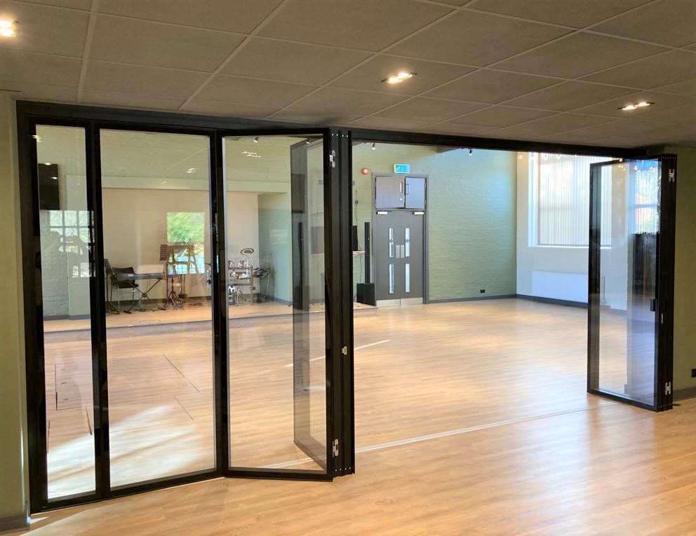 Flush Glazed Sliding Folding Partition