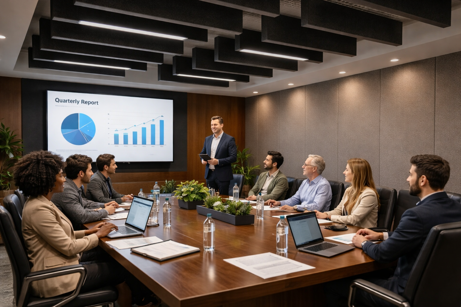 PanelHush Black Fabric Baffles – Boardroom