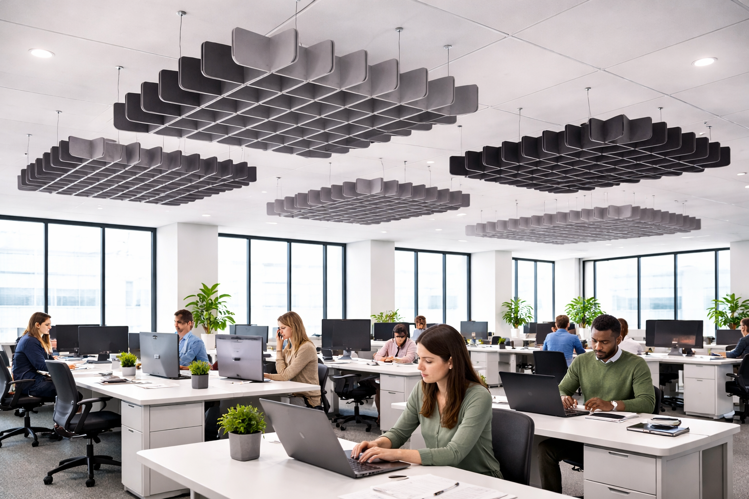 PanelHush PET Ceiling Grid – Grey