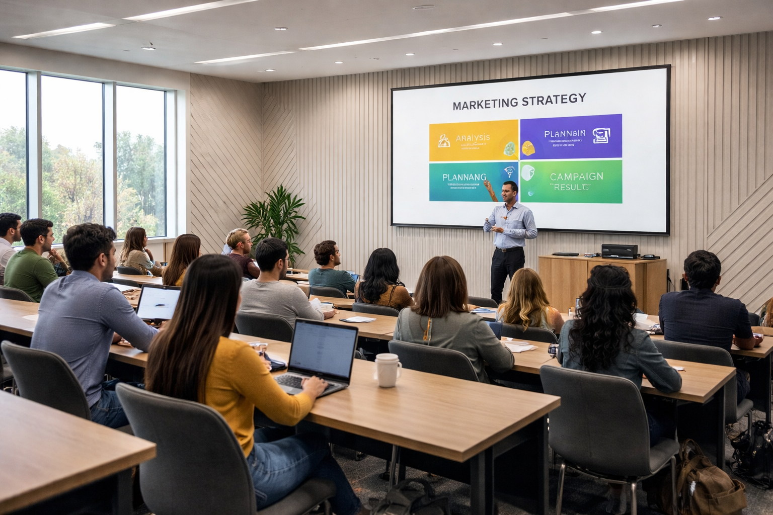 PanelHush PET V-Groove Panels – Classroom