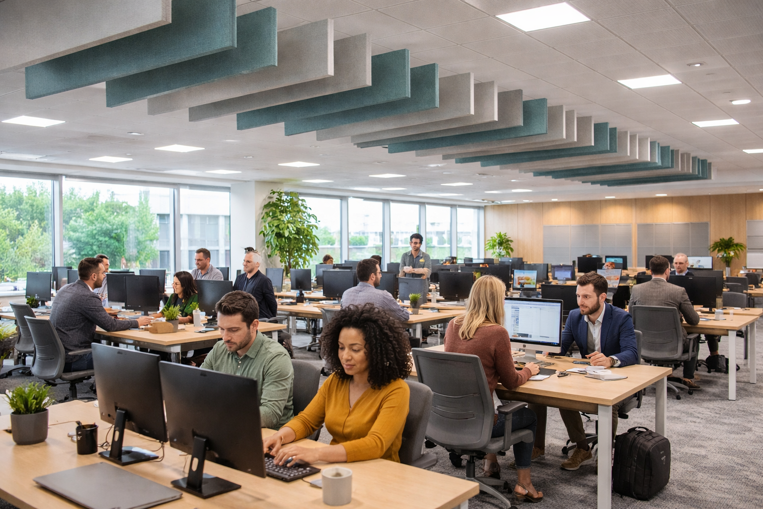 PanelHush fabric baffles open plan office