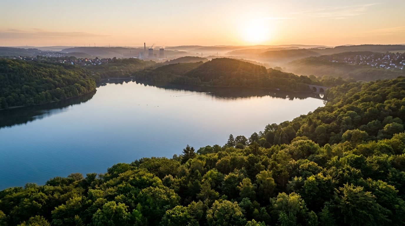 Blick auf den Hengsteysee im Morgengrauen