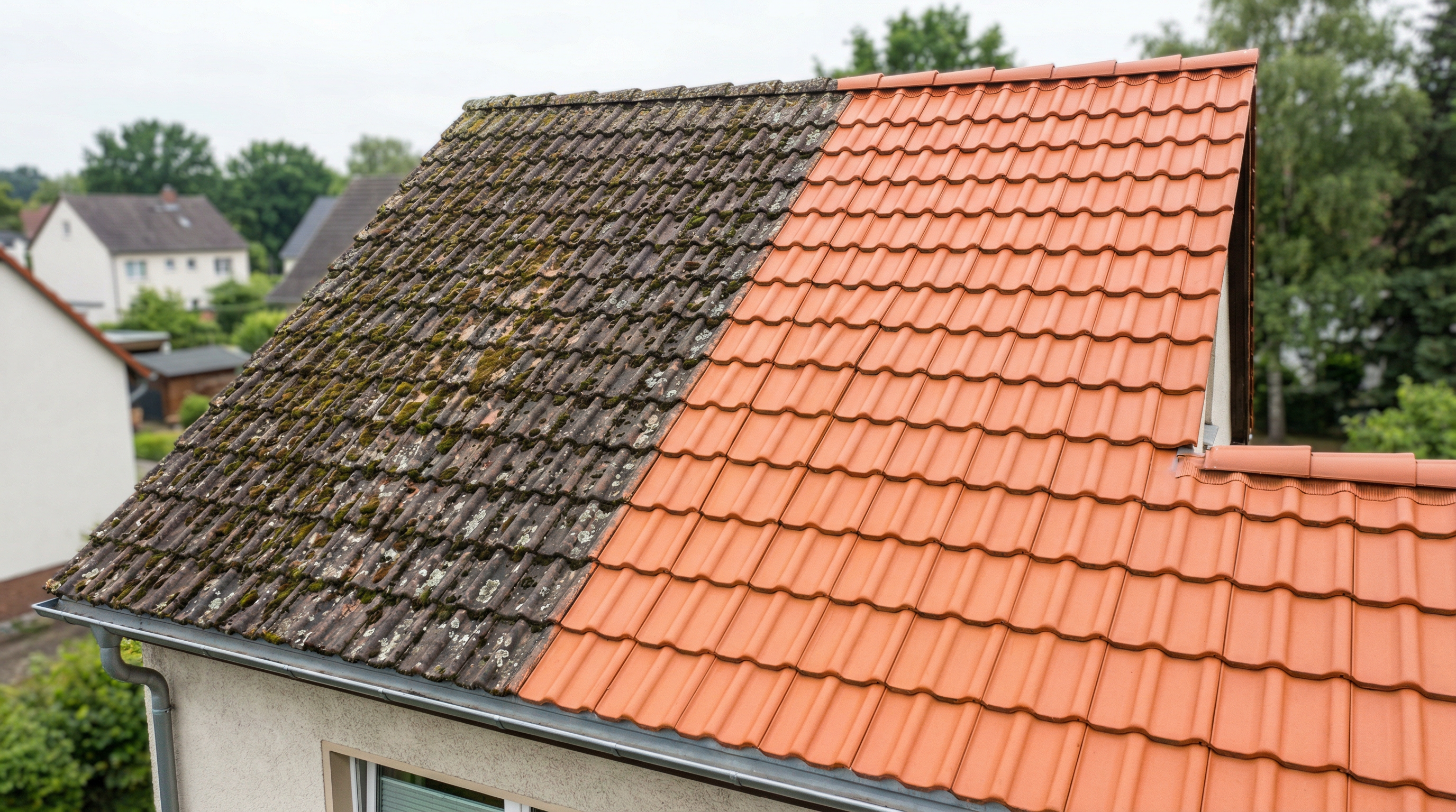 Vorher-Nachher Vergleich Dachbeschichtung Zehlendorf