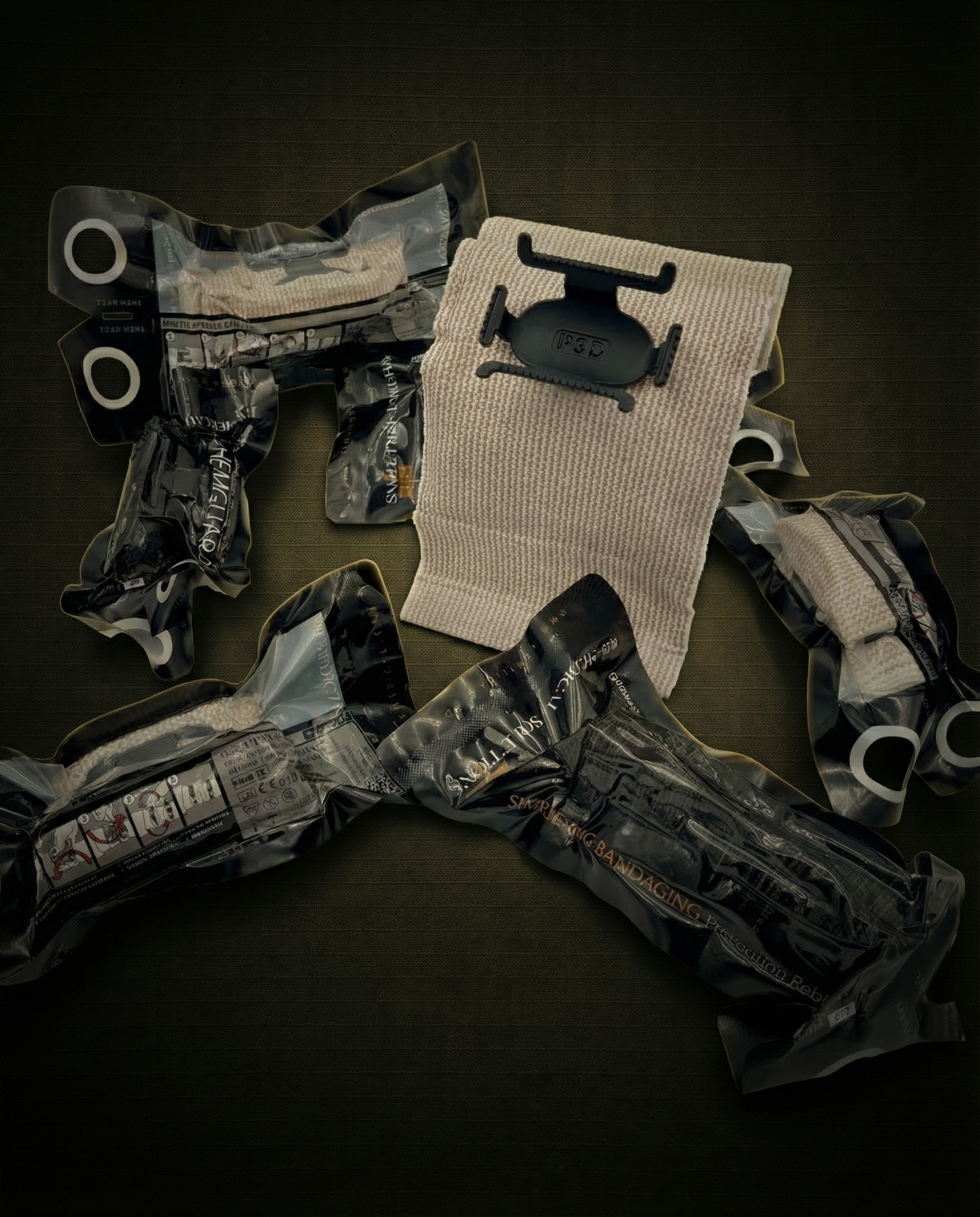 Tactical medic applying HEMGUARD pressure bandage during field training