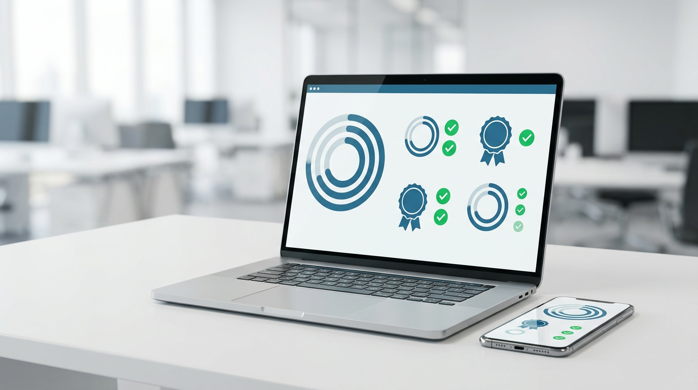 Digitale Sicherheitsunterweisung auf Smartphone und Laptop